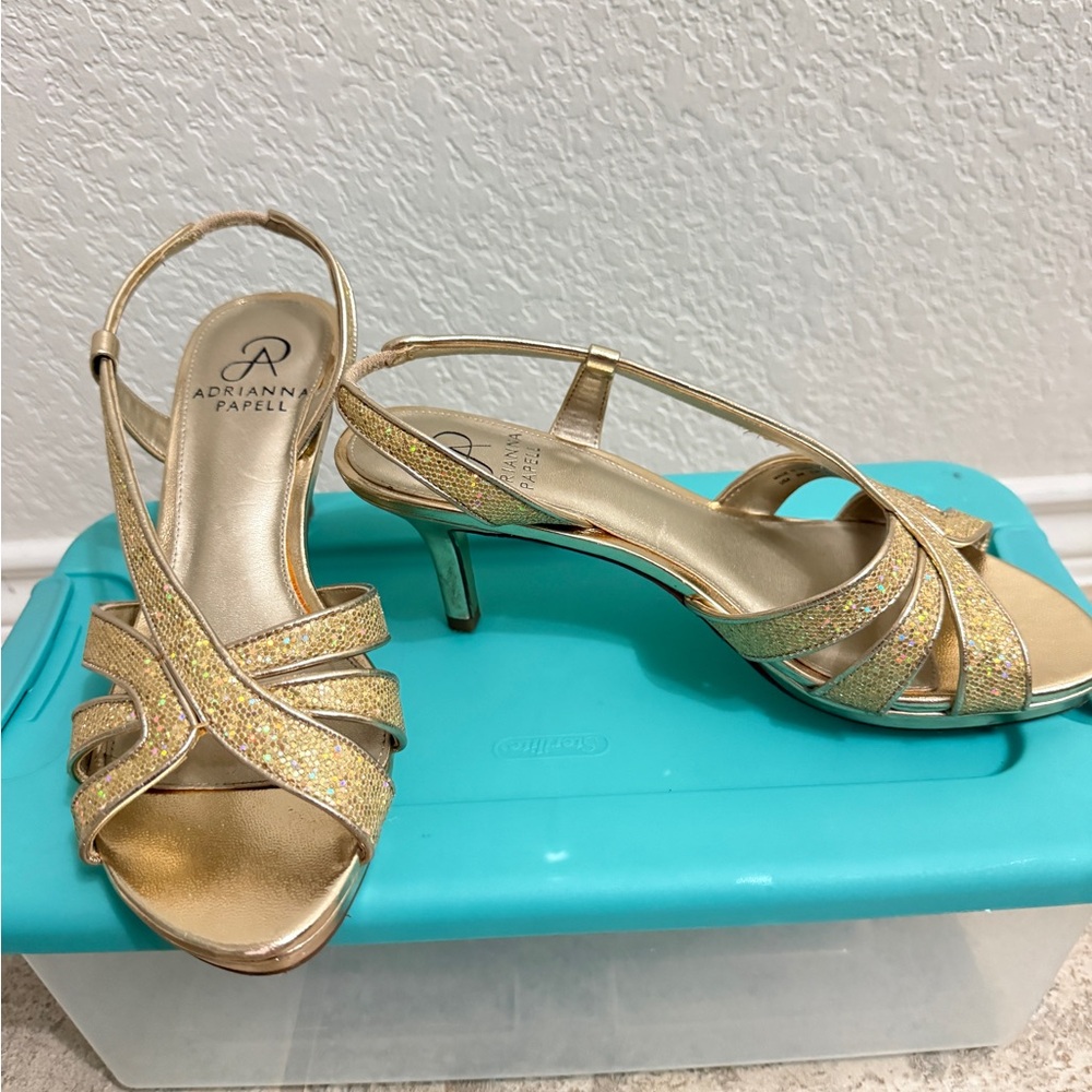 Adrianna Papell Glittering Gold Heels